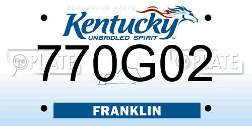 770G02 Kentucky License Plate