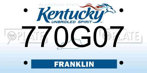 770G07 Kentucky License Plate