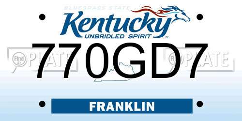 770GD7 Kentucky License Plate