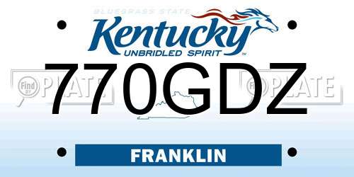 770GDZ Kentucky License Plate