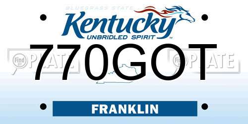 770GOT Kentucky License Plate