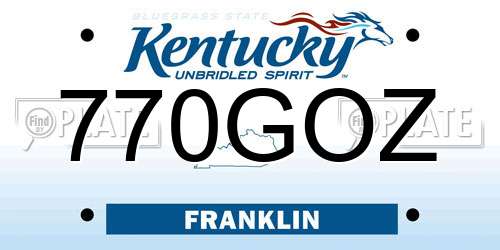 770GOZ Kentucky License Plate