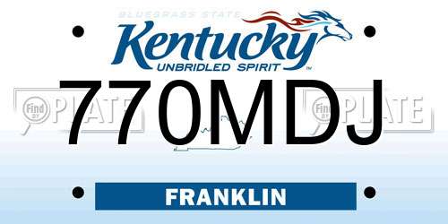 770MDJ Kentucky License Plate