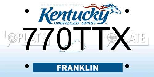 770TTX Kentucky License Plate