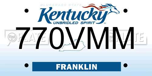 770VMM Kentucky License Plate