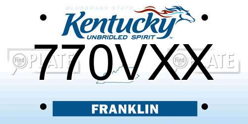 770VXX Kentucky License Plate