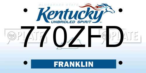 770ZFD Kentucky License Plate