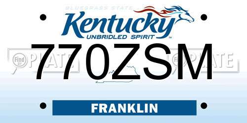 770ZSM Kentucky License Plate