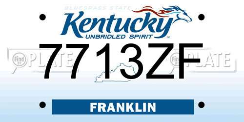 7713ZF Kentucky License Plate