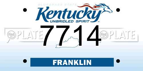 7714 Kentucky License Plate