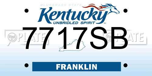 7717SB Kentucky License Plate