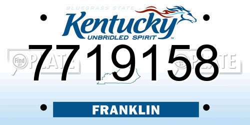 7719158 Kentucky License Plate