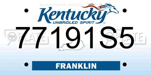77191S5 Kentucky License Plate