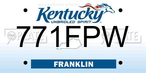 771FPW Kentucky License Plate