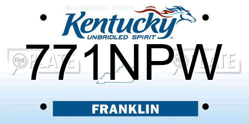 771NPW Kentucky License Plate