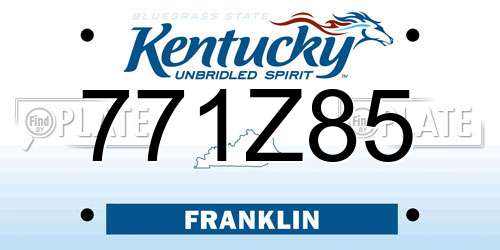 771Z85 Kentucky License Plate