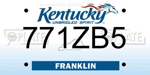 771ZB5 Kentucky License Plate