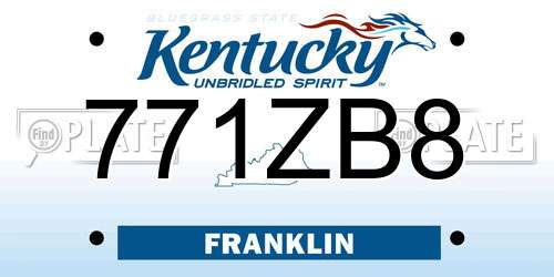 771ZB8 Kentucky License Plate