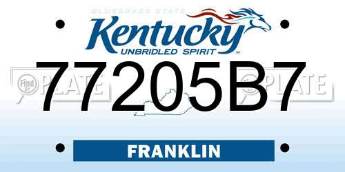 77205B7 Kentucky License Plate