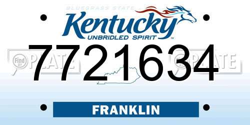 7721634 Kentucky License Plate
