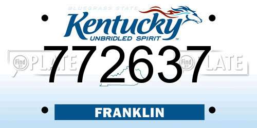 772637 Kentucky License Plate