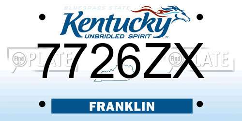 7726ZX Kentucky License Plate