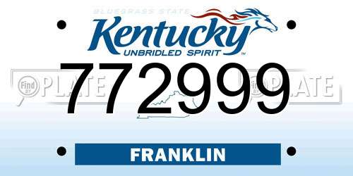 772999 Kentucky License Plate