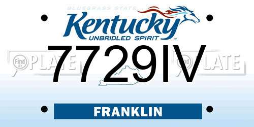 7729IV Kentucky License Plate