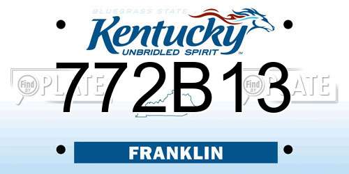 772B13 Kentucky License Plate