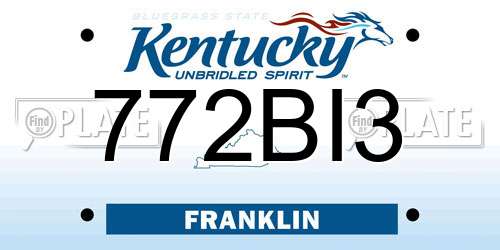 772BI3 Kentucky License Plate