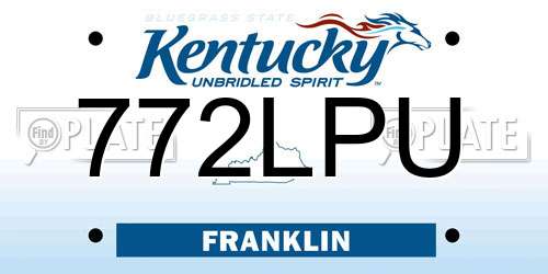 772LPU Kentucky License Plate
