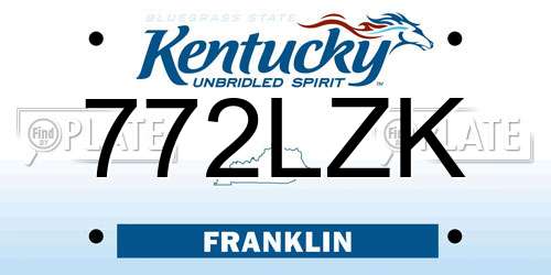 772LZK Kentucky License Plate