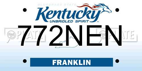 772NEN Kentucky License Plate