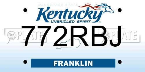 772RBJ Kentucky License Plate