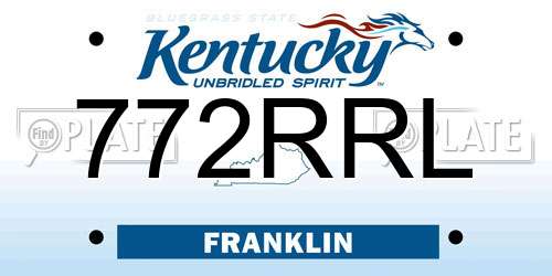 772RRL Kentucky License Plate