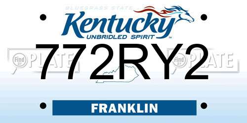 772RY2 Kentucky License Plate