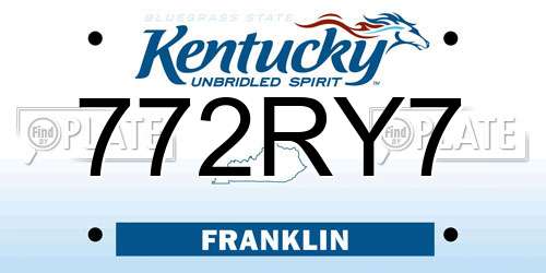 772RY7 Kentucky License Plate