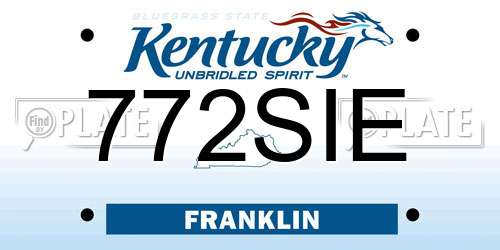 772SIE Kentucky License Plate