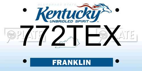 772TEX Kentucky License Plate