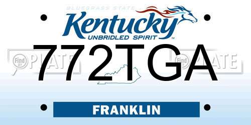 772TGA Kentucky License Plate