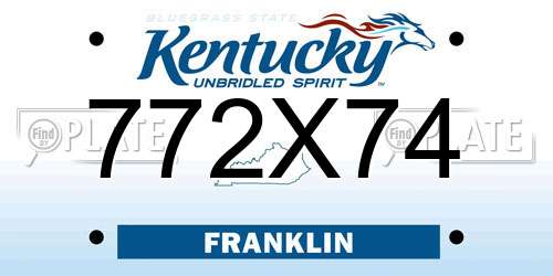 772X74 Kentucky License Plate