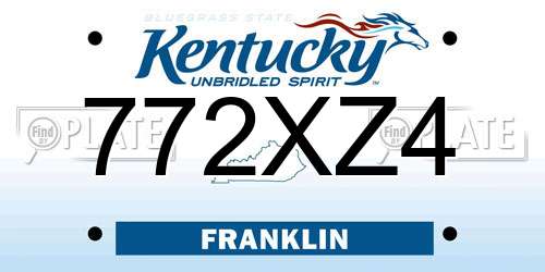 772XZ4 Kentucky License Plate