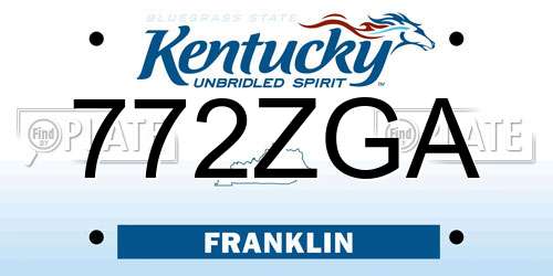 772ZGA Kentucky License Plate