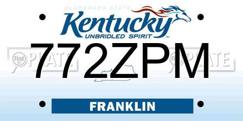 772ZPM Kentucky License Plate