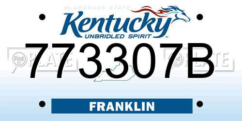 773307B Kentucky License Plate