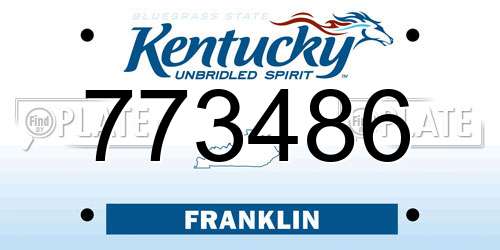 773486 Kentucky License Plate