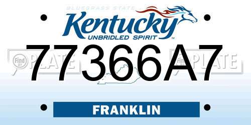 77366A7 Kentucky License Plate