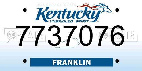 7737076 Kentucky License Plate