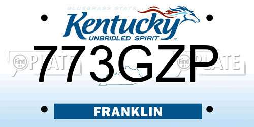 773GZP Kentucky License Plate
