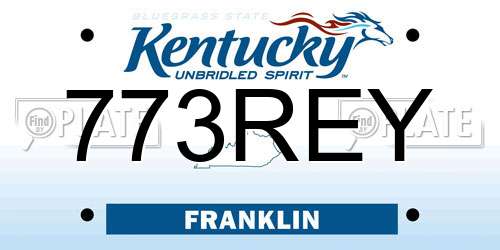 773REY Kentucky License Plate